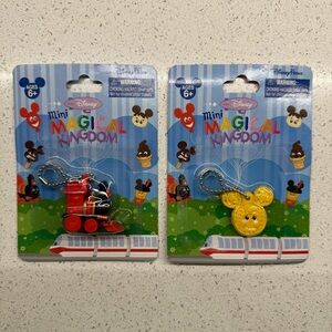 Disney Keychains Mickey Waffle and Train Mini Magical Kingdom